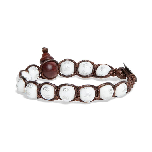 Bracciale Tamashii Mani Stone con agata bianca e calabash REGOLABILE