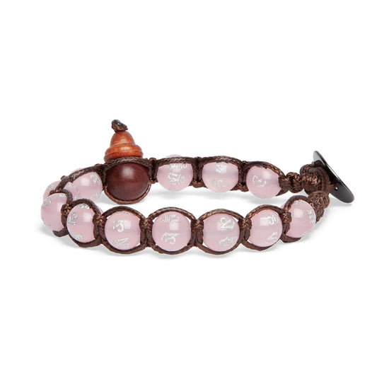 Bracciale Tamashii Mani Stone con giada rosa e calabash REGOLABILE