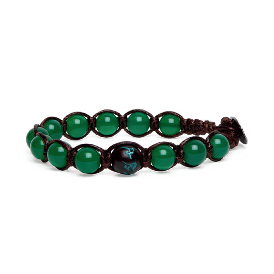 Bracciale cordino Tamashii Aria con pietra agata verde REGOLABILE