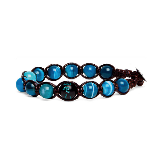 Bracciale cordino Tamashii Aria con pietra agata blu striata REGOLABILE