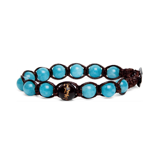 Bracciale cordino Tamashii Terra con pietra giada azzurra REGOLABILE