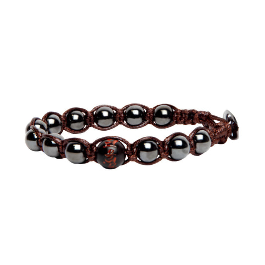 Bracciale cordino Tamashii Fuoco con pietra ematite nera REGOLABILE