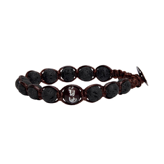 Bracciale cordino Tamashii Acqua con pietra lava nera REGOLABILE