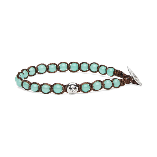 Bracciale cordino Tamashii Essenza Calabash con agata verde REGOLABILE