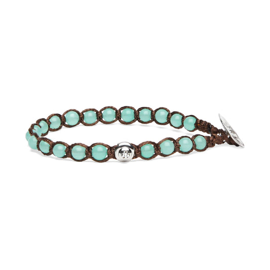 Bracciale cordino Tamashii Essenza Calabash con agata verde REGOLABILE