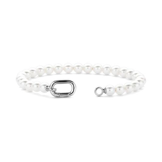 Bracciale TI SENTO Milano in argento con perle e maglia ovale Regolabile 15,5-17,5 cm