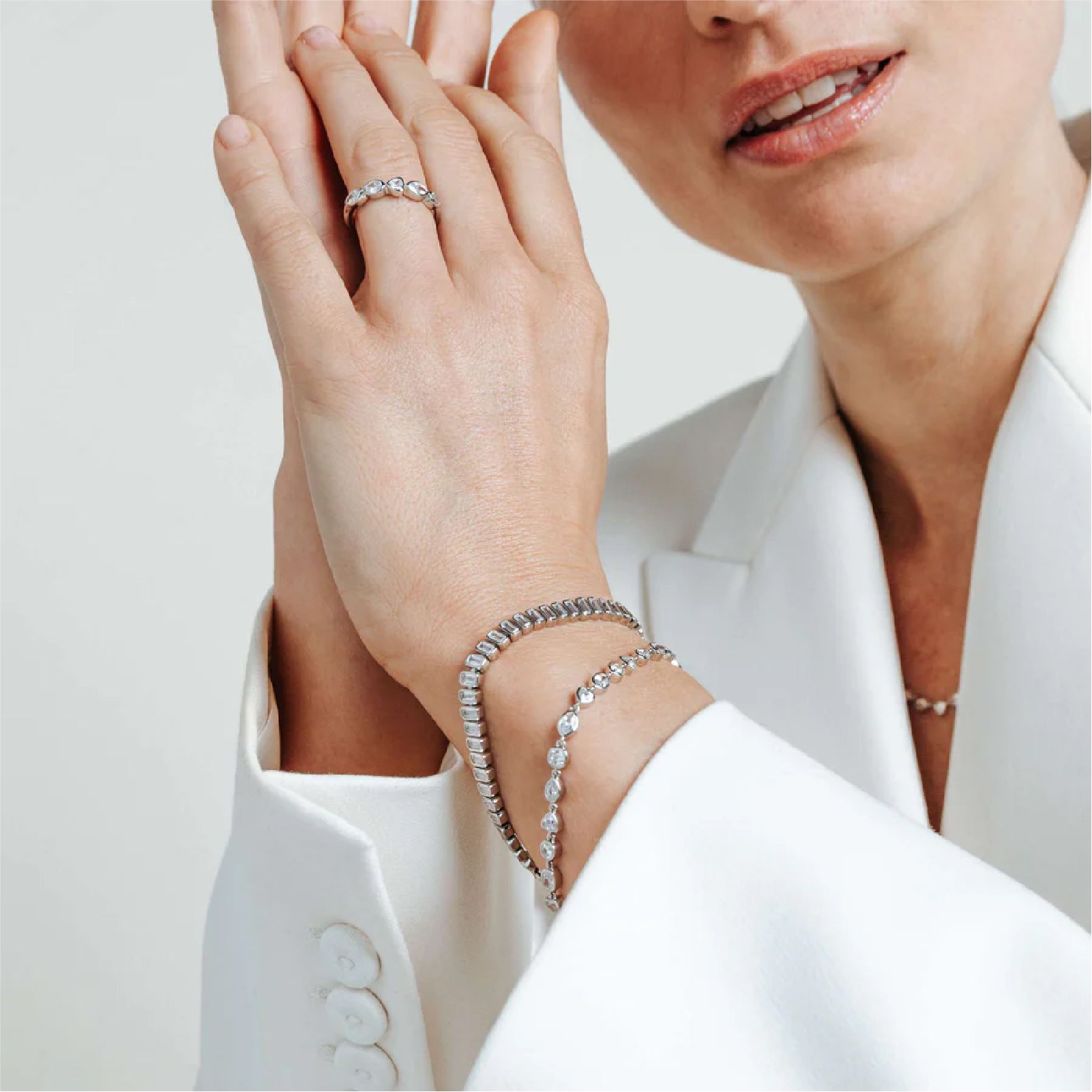 Bracciale in argento con zirconi TI SENTO Milano da donna 18 cm