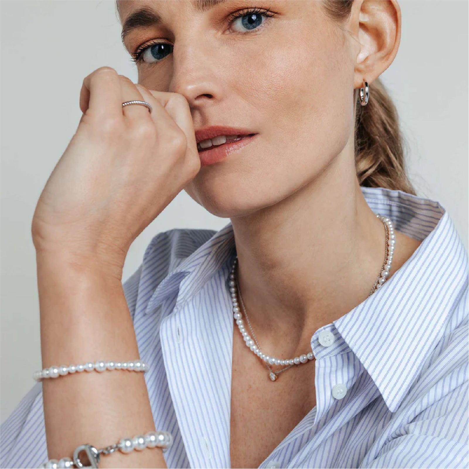 Bracciale da donna TI SENTO Milano in argento con perle 18 cm