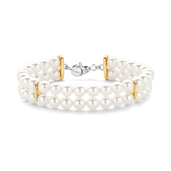 Bracciale di perle TI SENTO Milano con dettagli in argento dorato 18 cm