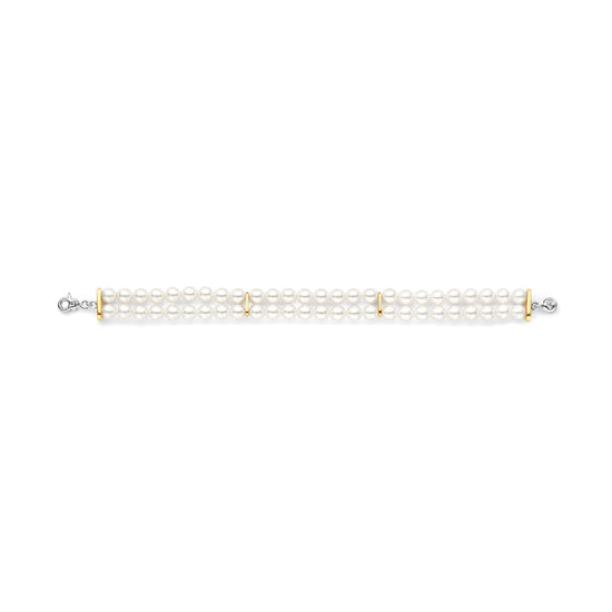 Bracciale di perle TI SENTO Milano con dettagli in argento dorato 18 cm