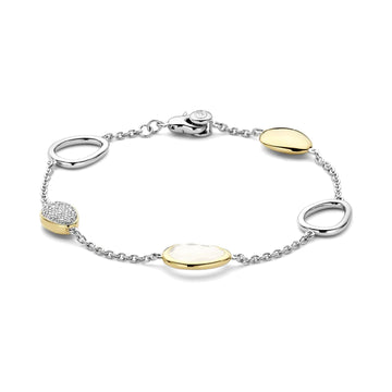 Bracciale catena TI SENTO Milano con ovali argento bicolor Regolabile 15,5-17,5 cm