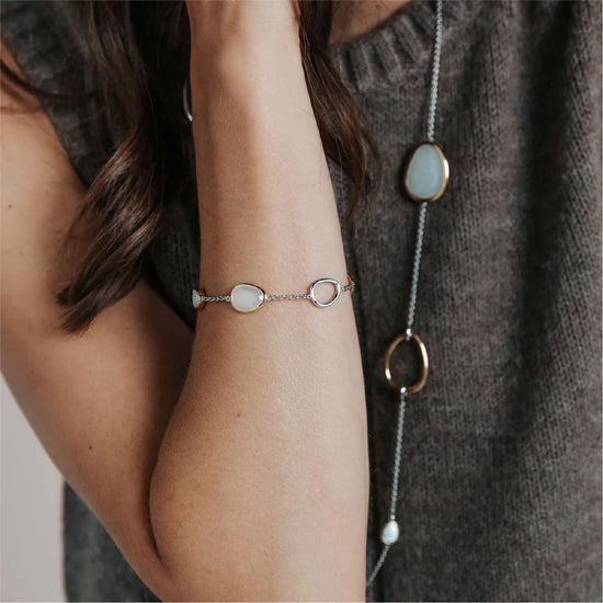 Bracciale catena TI SENTO Milano con ovali argento bicolor Regolabile 15,5-17,5 cm