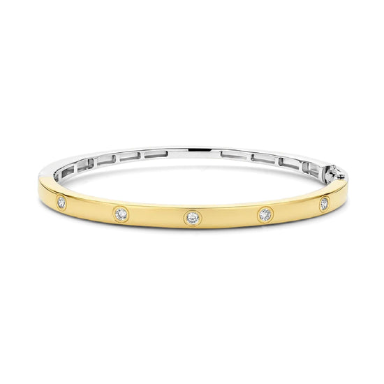 Bracciale rigido TI SENTO Milano in argento dorato e zirconi 5 cm x 6 cm