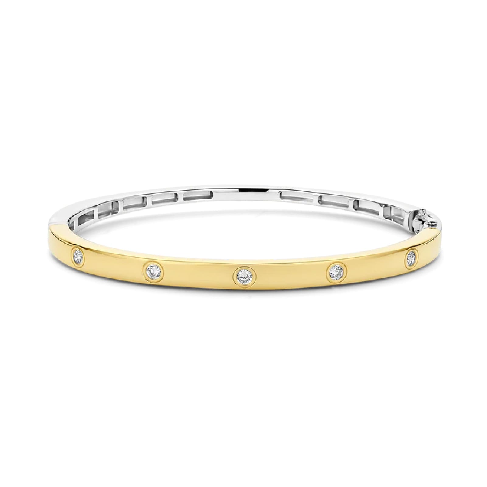 Bracciale rigido TI SENTO Milano in argento dorato e zirconi 5 cm x 6 cm