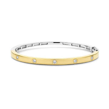 Bracciale rigido TI SENTO Milano in argento dorato e zirconi 5 cm x 6 cm