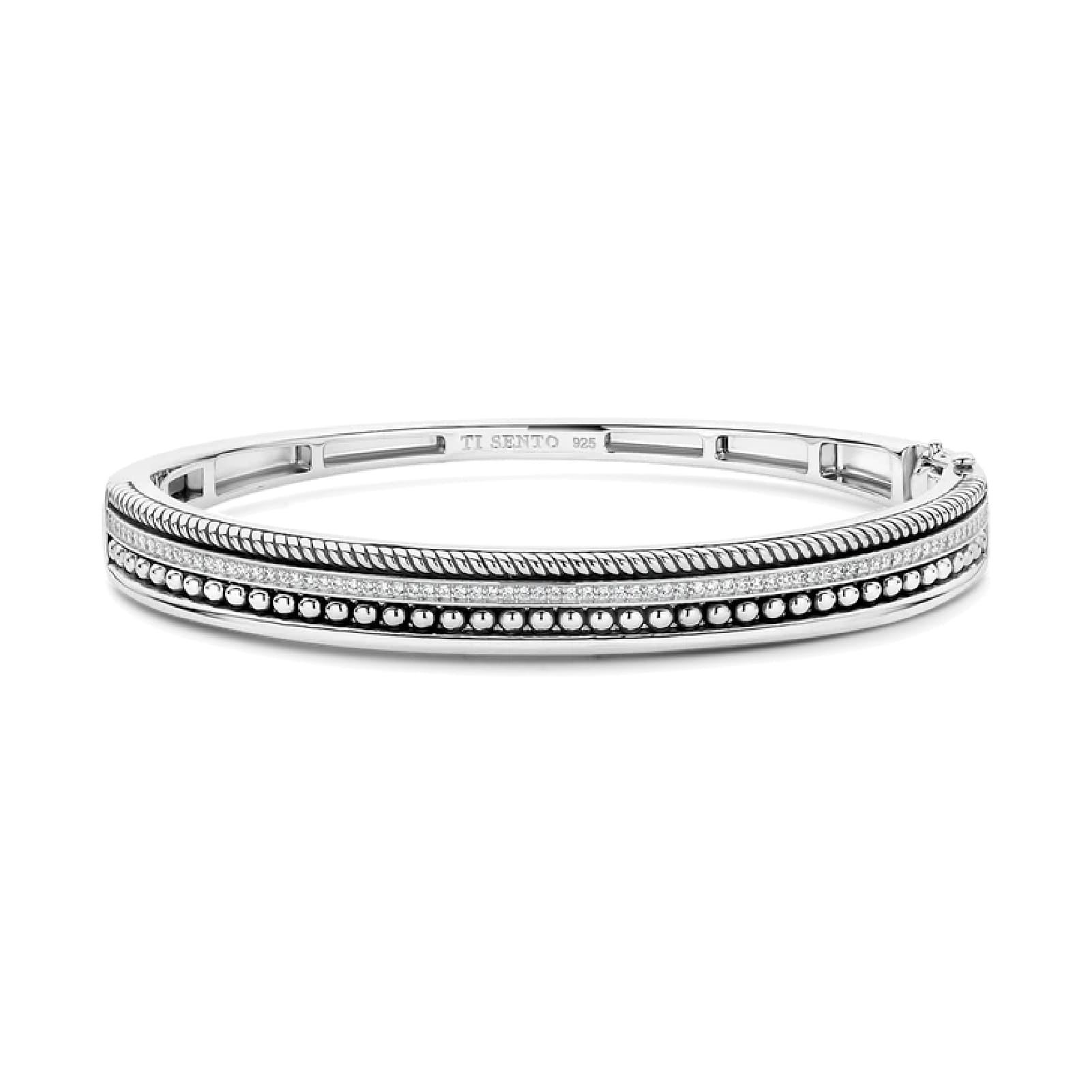 Bracciale rigido TI SENTO Milano in argento con doppia fascia 5 cm x 6 cm