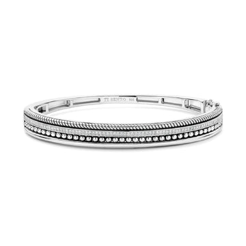 Bracciale rigido TI SENTO Milano in argento con doppia fascia 5 cm x 6 cm