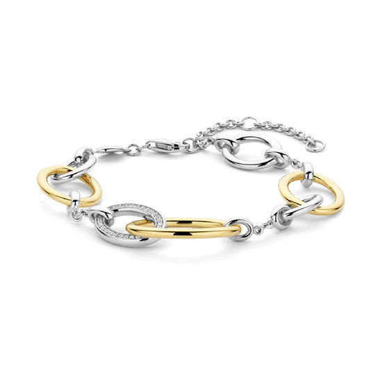 Bracciale TI SENTO Milano in argento dorato cerchi intrecciati 18 cm