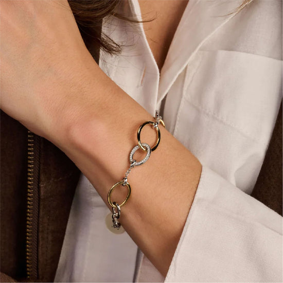Bracciale TI SENTO Milano in argento dorato cerchi intrecciati 18 cm