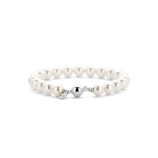 Bracciale Ti Sento in argento placcato platino e perle 8mm 19,5 cm