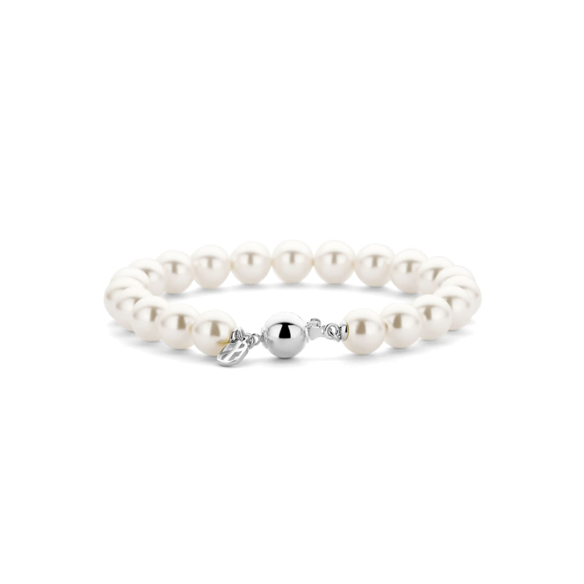 Bracciale Ti Sento in argento placcato platino e perle 8mm 19,5 cm