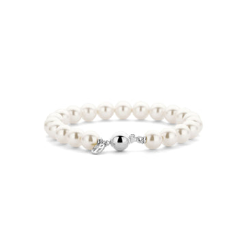 Bracciale Ti Sento in argento placcato platino e perle 8mm 19,5 cm