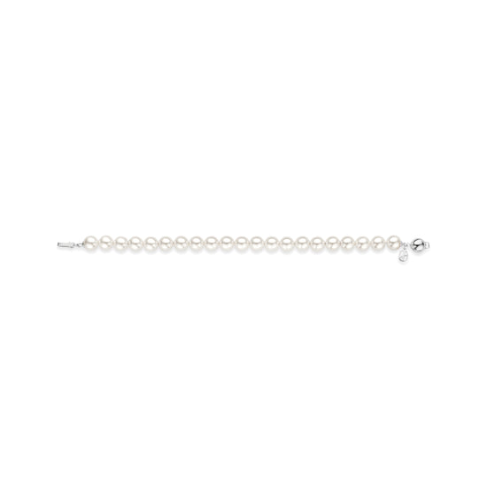 Bracciale Ti Sento in argento placcato platino e perle 8mm 19,5 cm