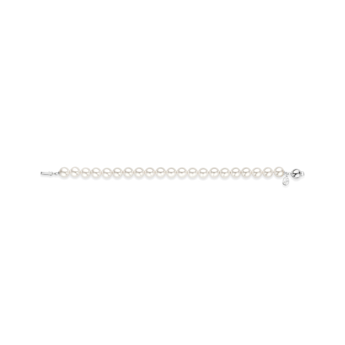 Bracciale Ti Sento in argento placcato platino e perle 8mm 19,5 cm