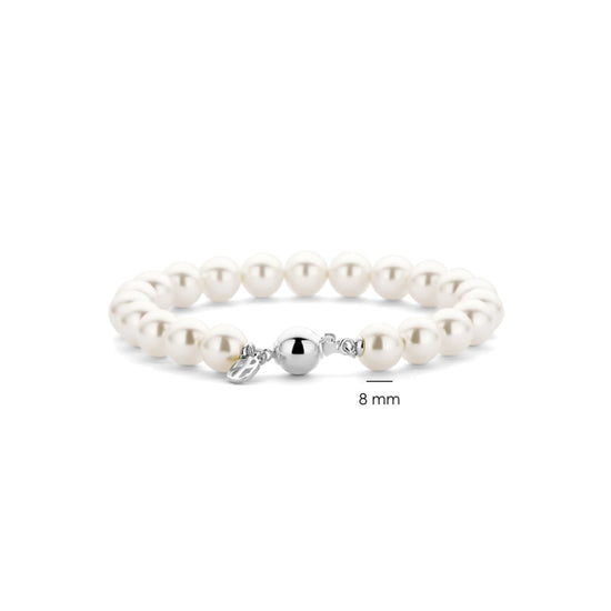 Bracciale Ti Sento in argento placcato platino e perle 8mm 19,5 cm