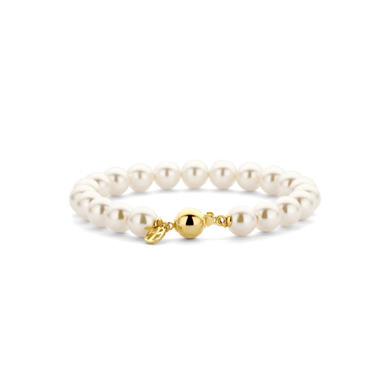 Bracciale Ti Sento in argento placcato oro e perle 8mm 19,5 cm