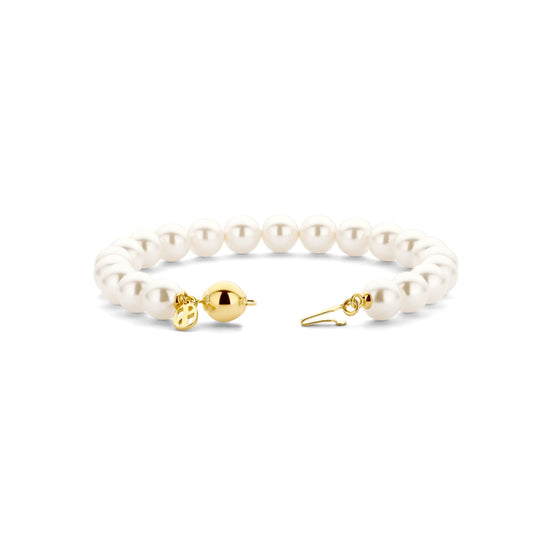 Bracciale Ti Sento in argento placcato oro e perle 8mm 19,5 cm