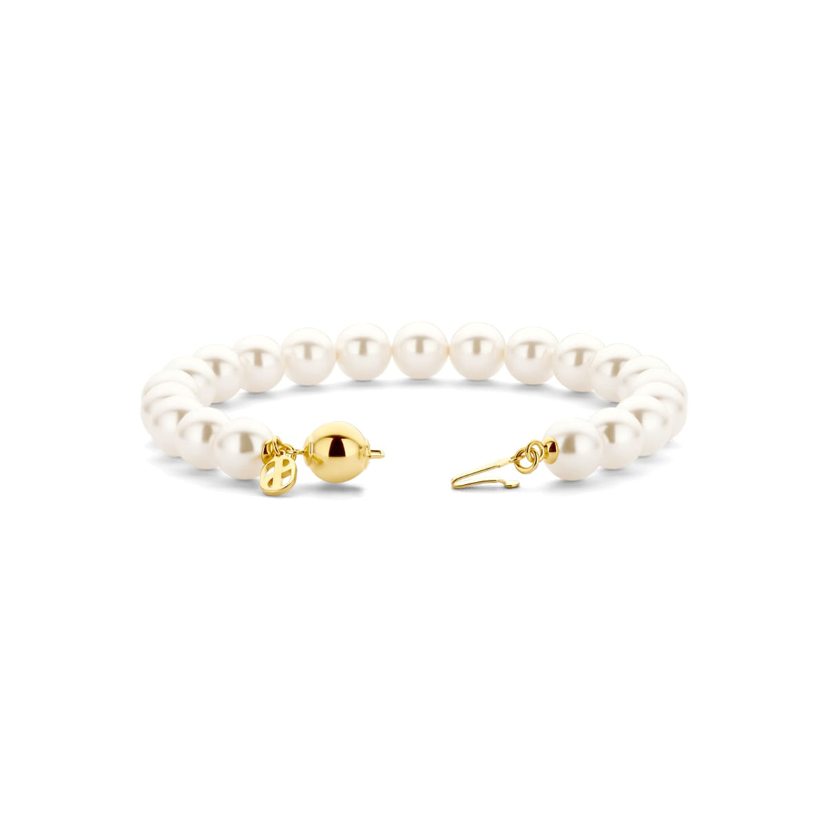 Bracciale Ti Sento in argento placcato oro e perle 8mm 19,5 cm