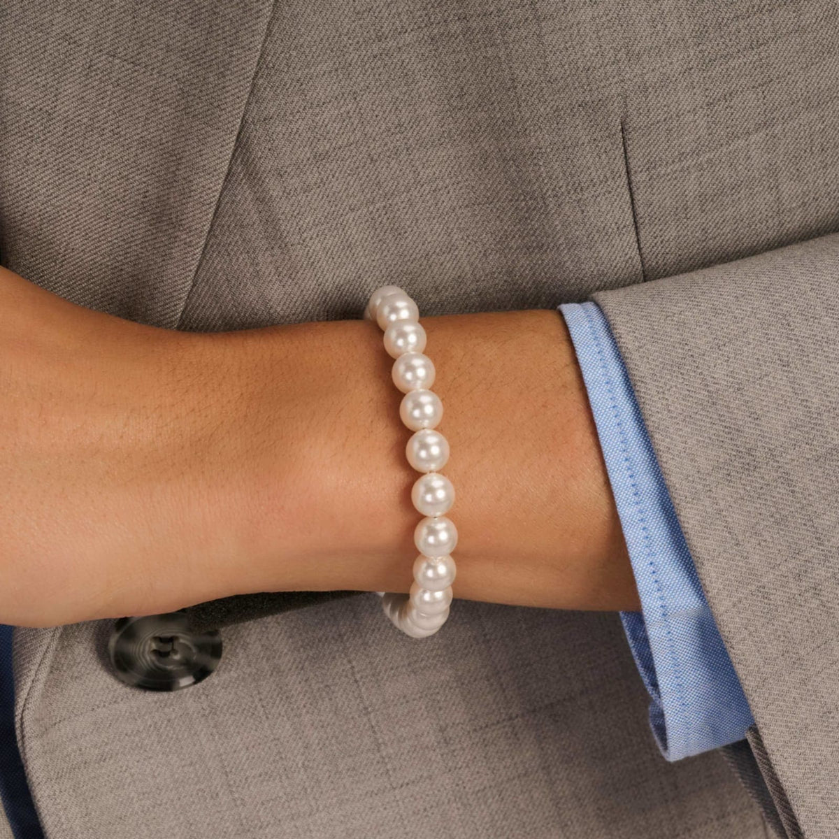 Bracciale Ti Sento in argento placcato oro e perle 8mm 19,5 cm