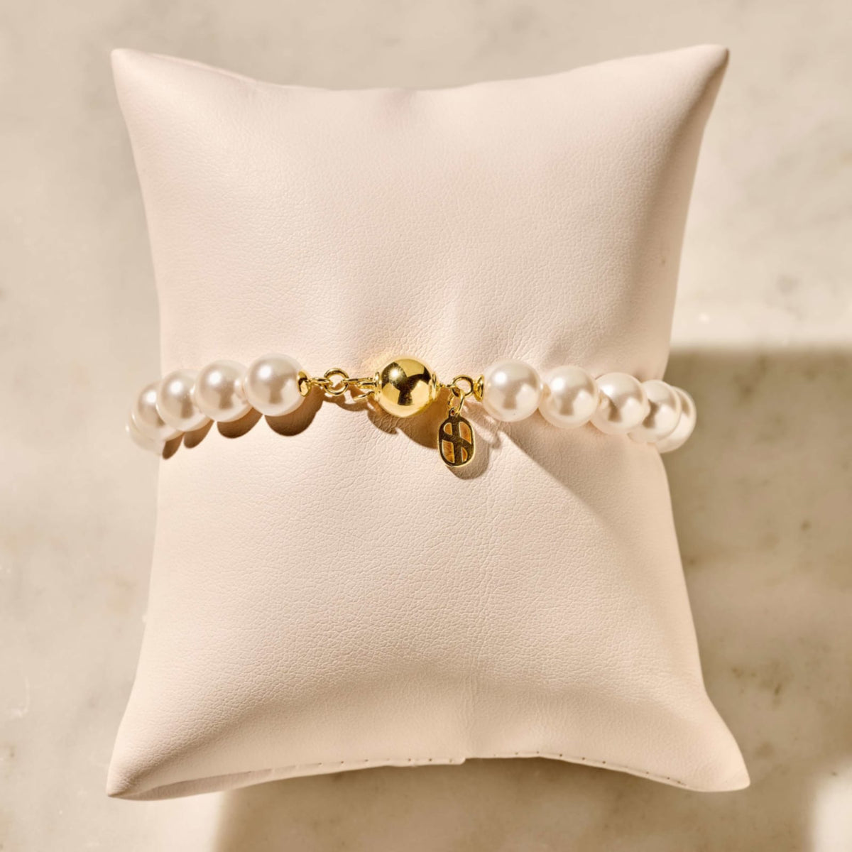 Bracciale Ti Sento in argento placcato oro e perle 8mm 19,5 cm