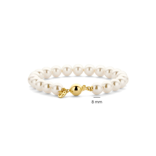 Bracciale Ti Sento in argento placcato oro e perle 8mm 19,5 cm