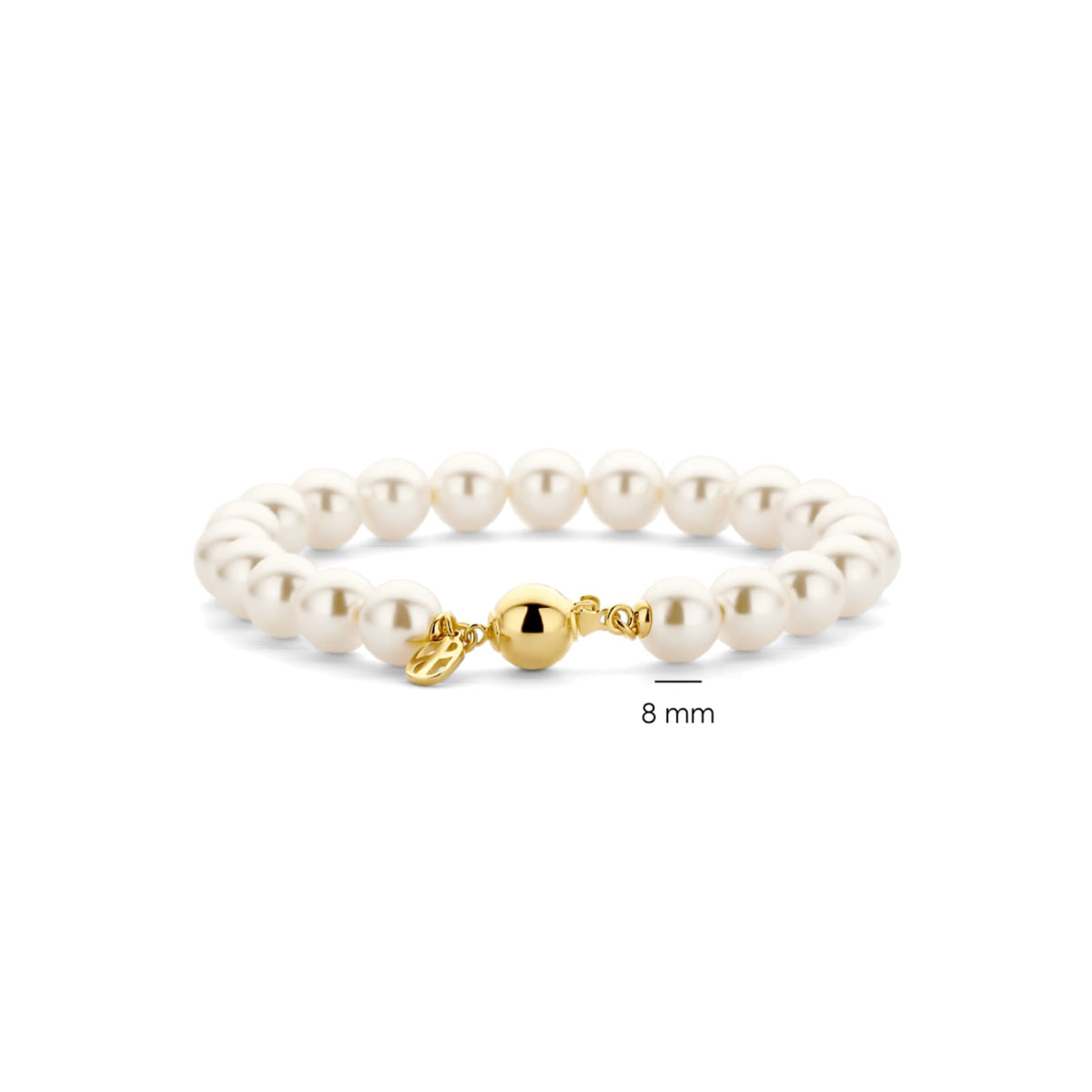 Bracciale Ti Sento in argento placcato oro e perle 8mm 19,5 cm