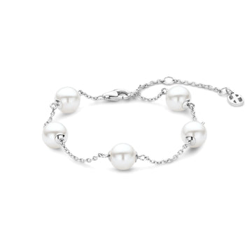 Bracciale catena Ti Sento in argento e cinque perle 8mm 20 cm