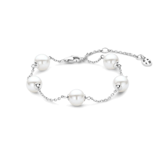 Bracciale catena Ti Sento in argento e cinque perle 8mm 20 cm