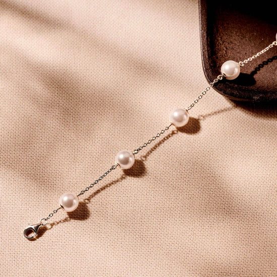 Bracciale catena Ti Sento in argento e cinque perle 8mm 20 cm