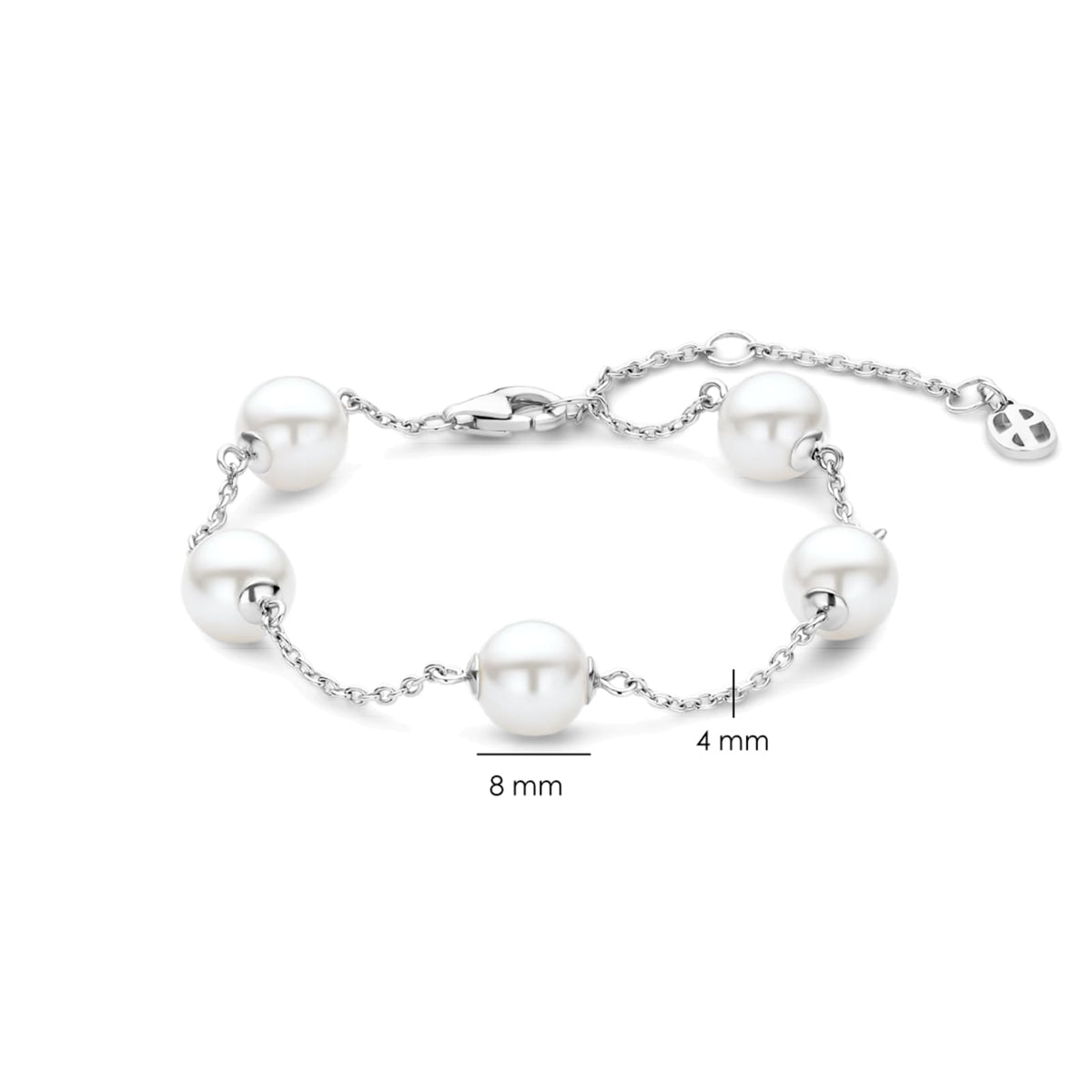 Bracciale catena Ti Sento in argento e cinque perle 8mm 20 cm