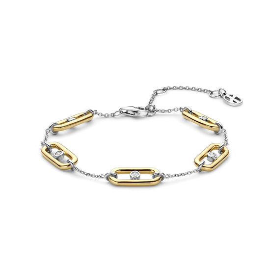 Bracciale catena Ti Sento in argento e placcato oro zirconi 20 cm