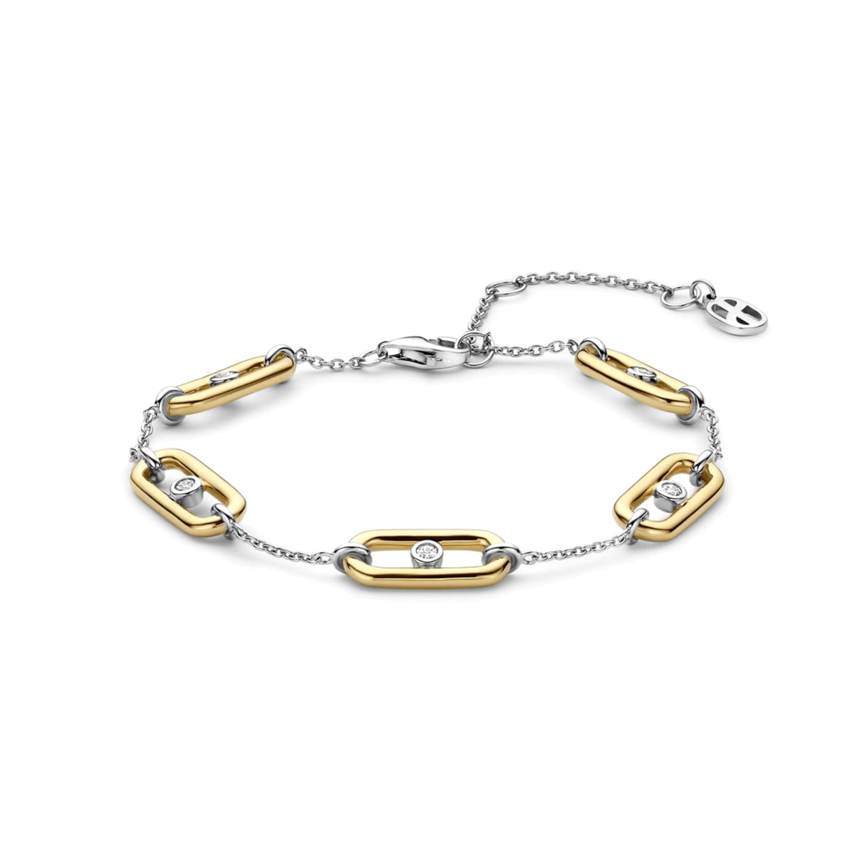 Bracciale catena Ti Sento in argento e placcato oro zirconi 20 cm