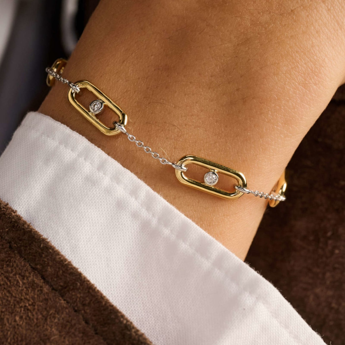Bracciale catena Ti Sento in argento e placcato oro zirconi 20 cm