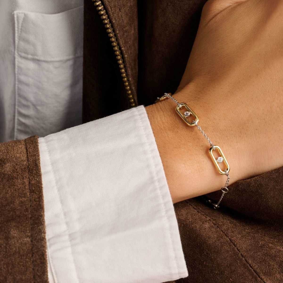 Bracciale catena Ti Sento in argento e placcato oro zirconi 20 cm