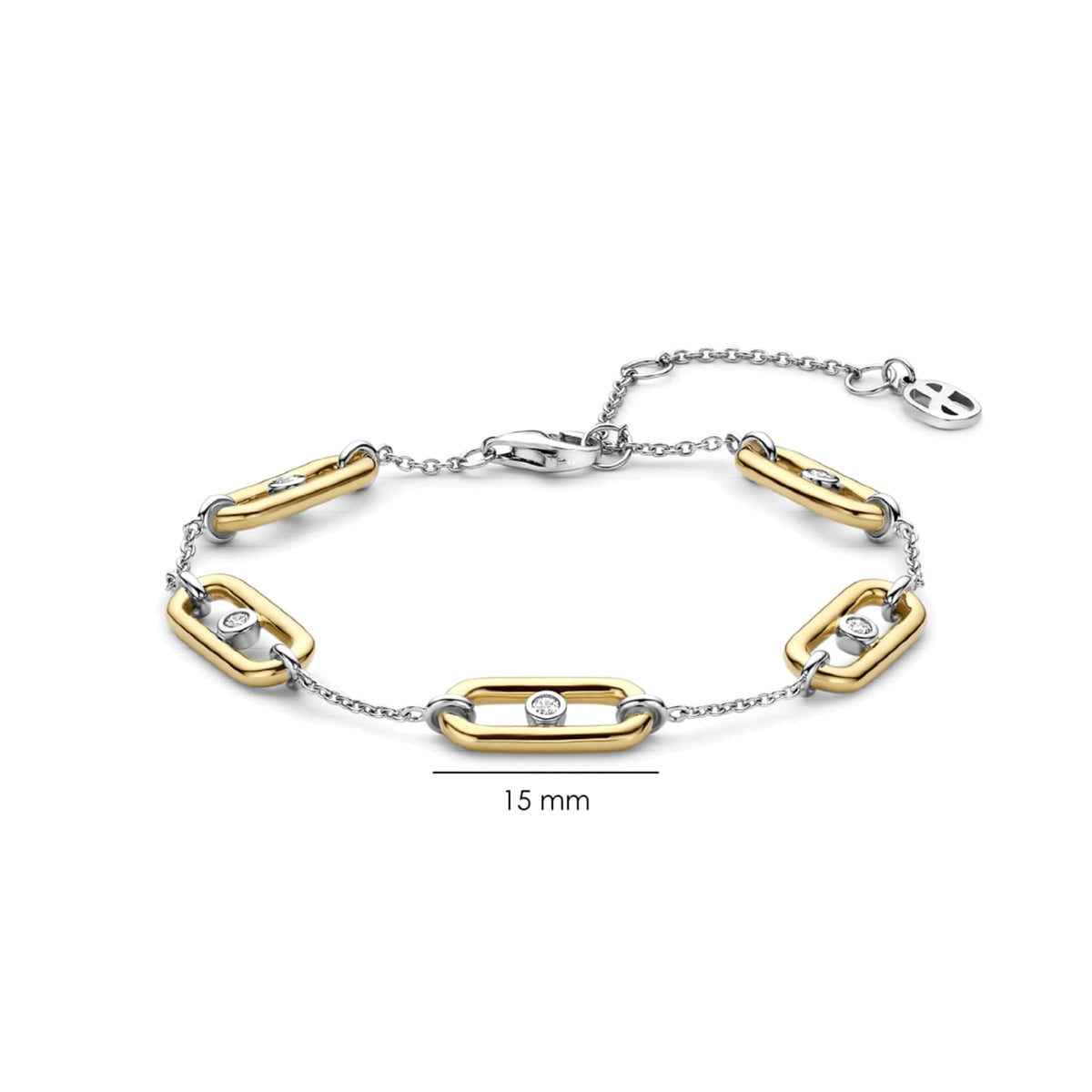 Bracciale catena Ti Sento in argento e placcato oro zirconi 20 cm