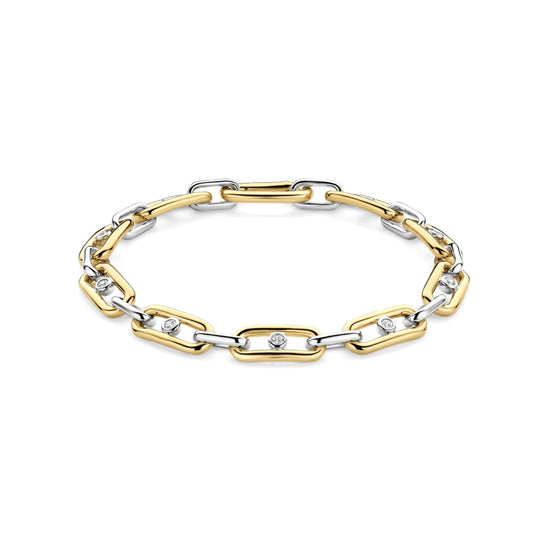 Bracciale catena Ti Sento in argento bicolore e zirconi 18,5 cm