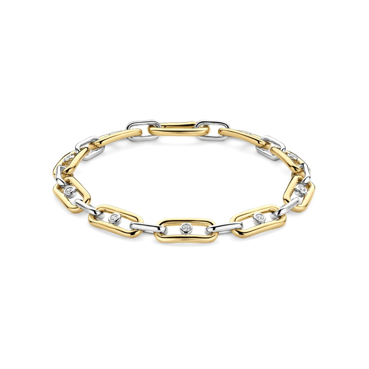 Bracciale catena Ti Sento in argento bicolore e zirconi 18,5 cm
