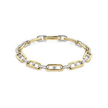 Bracciale catena Ti Sento in argento bicolore e zirconi 18,5 cm