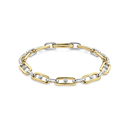 Bracciale catena Ti Sento in argento bicolore e zirconi 18,5 cm