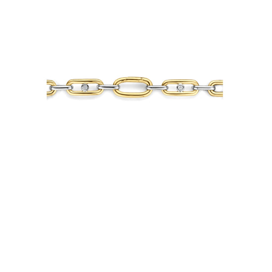 Bracciale catena Ti Sento in argento bicolore e zirconi 18,5 cm